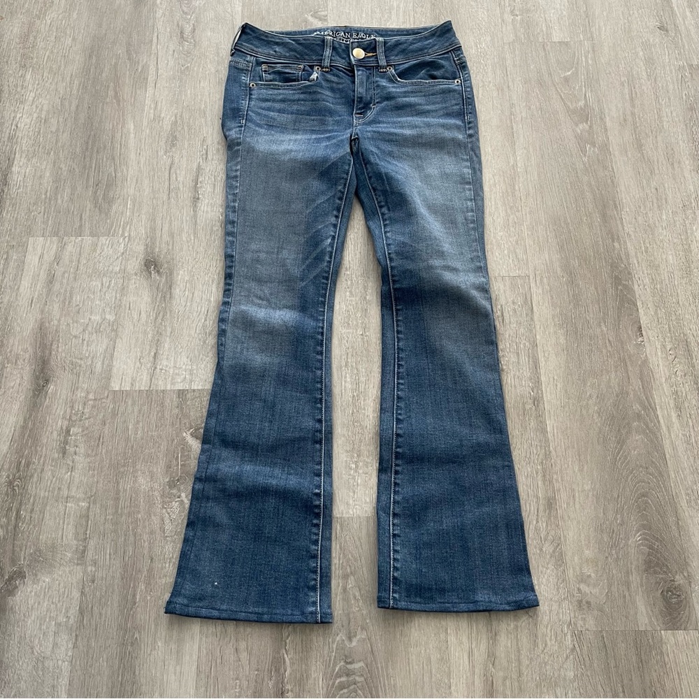 American Eagle Kick Boot Stretch Bootcut Y2k Light Wash Jeans Size 2 Short